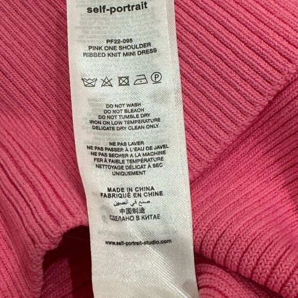 Self Portrait One Shoulder‎ Ribbed Knit Dress Pink Size Medium - Picture 15 of 15